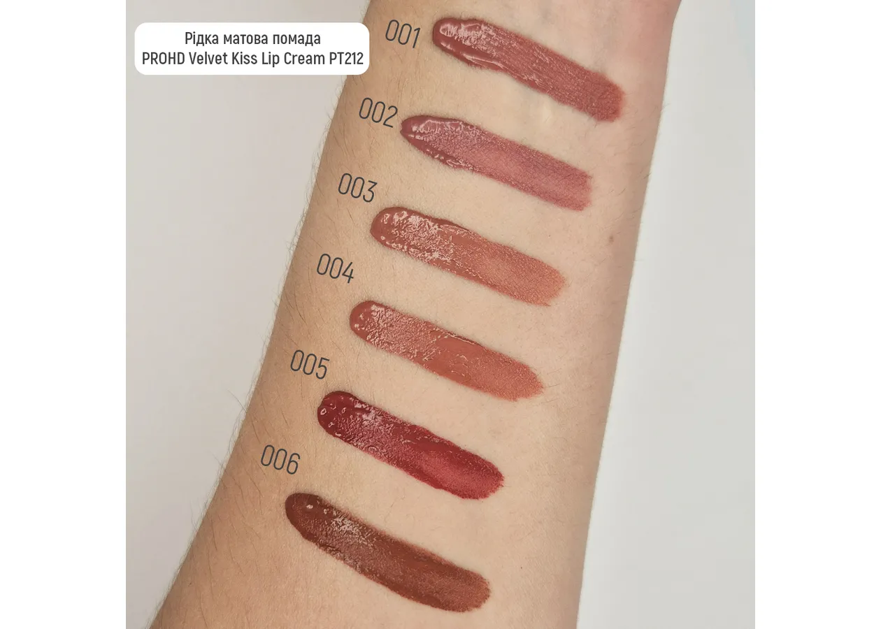 Рідка матова помада Topface PROHD Velvet Kiss Lip Cream 002 Mauve Charm (пильно-рожевий) PT212 (3 г) - Фото 3