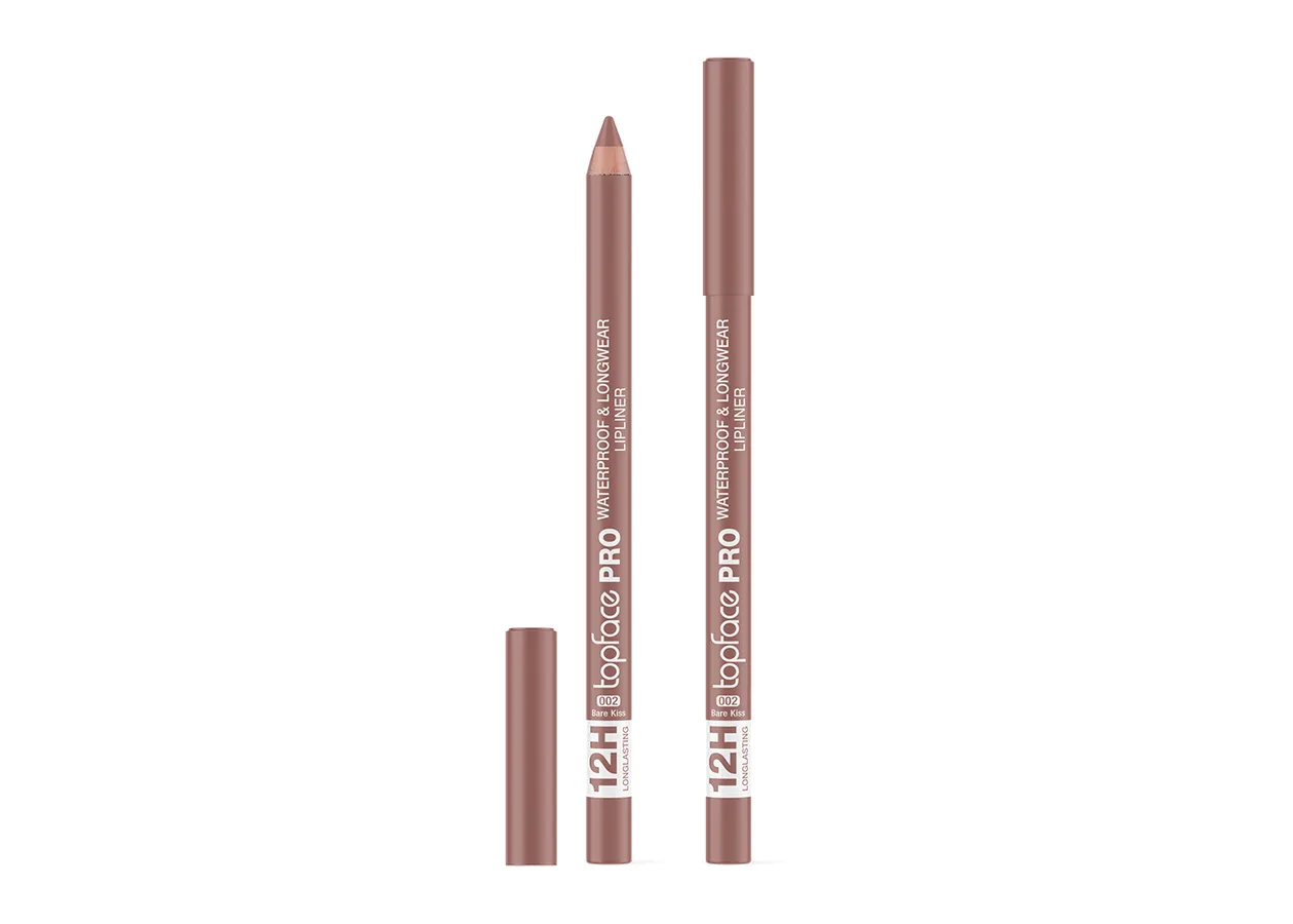 Олівець для губ водостійкий Topface PRO Waterproof&Longwear Lipliner 002 Bare Kiss (карамельно-нюдовий) PT621 (1,14 г)