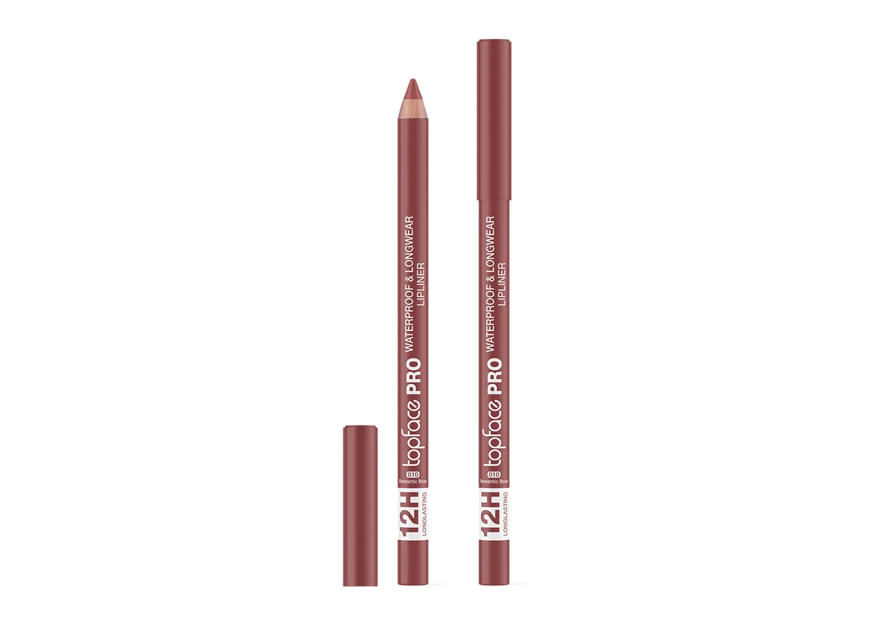 Олівець для губ водостійкий Topface PRO Waterproof&Longwear Lipliner 010 Romantic Rose (приглушений рожево-коричневий) PT621 (1,14 г)