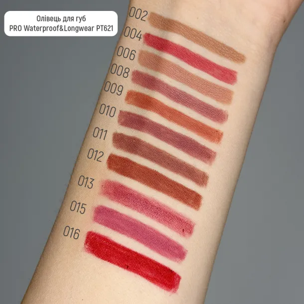 Олівець для губ водостійкий Topface PRO Waterproof&Longwear Lipliner 013 Cherry Pop (вишневий) PT621 (1,14 г) - Фото 3