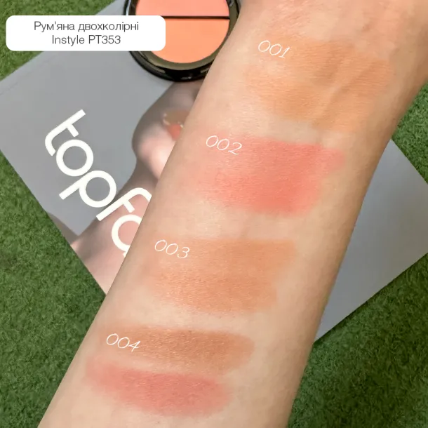 Рум’яна двоколірні Topface Instyle Twin Blush On 006 (коралово-персиковий матовий та рожевий матовий) PT353 (10 г) - Фото 3