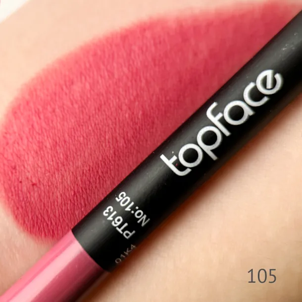 Олівець для губ водостійкий TopFace Waterproof Lipliner 105 (рожевий) PT613 (1,14 г) - Фото 2
