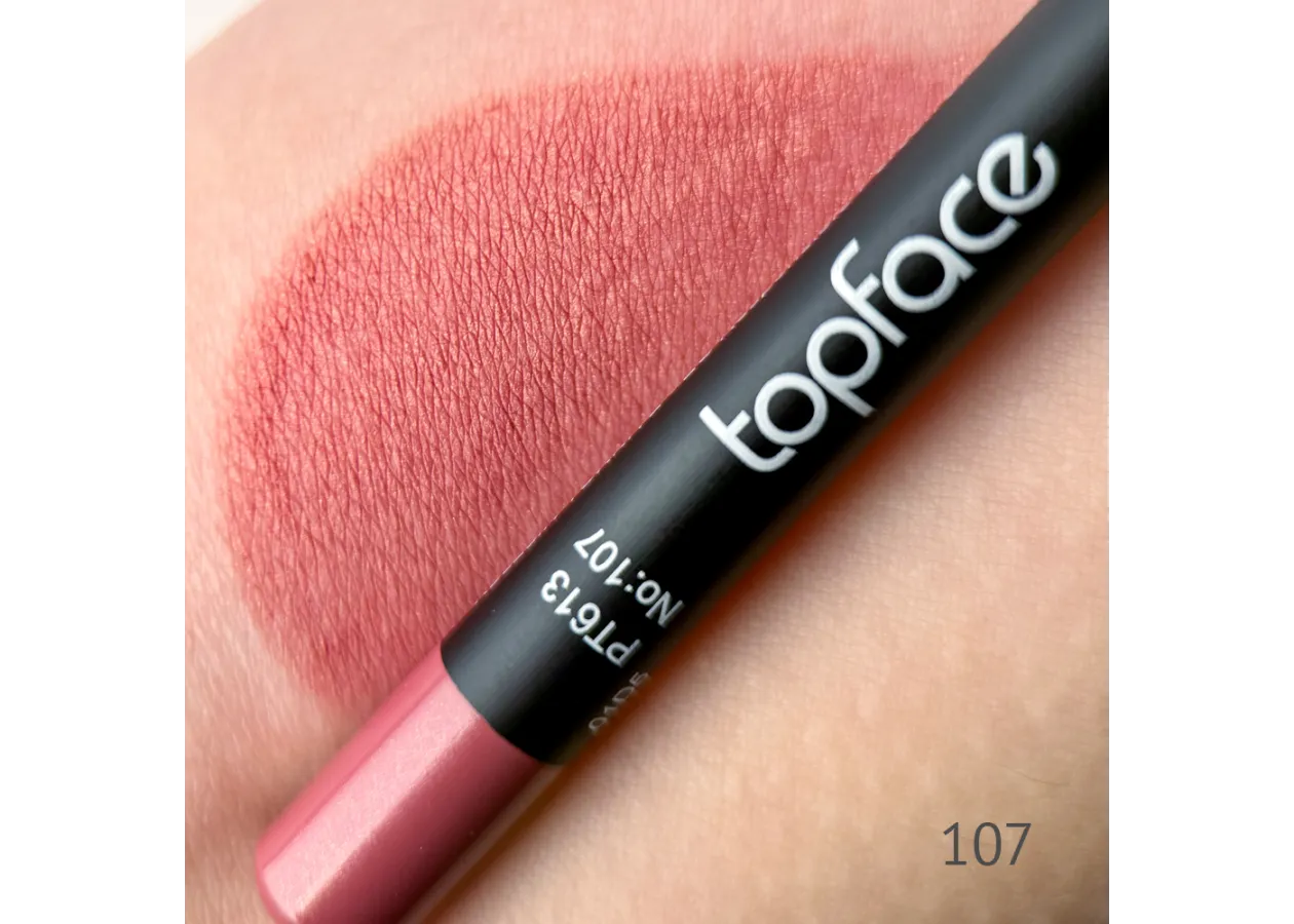 Олівець для губ водостійкий TopFace Waterproof Lipliner 107 (рожеве капучіно з перламутром) PT613 (1,14 г) - Фото 2