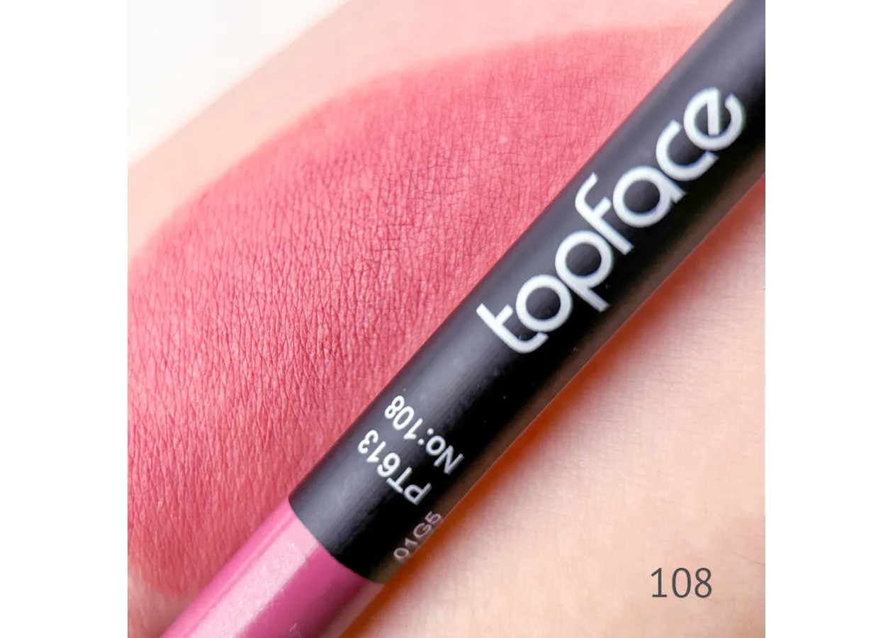 Олівець для губ водостійкий TopFace Waterproof Lipliner 108 (натуральний рожевий) PT613 (1,14 г) - Фото 2