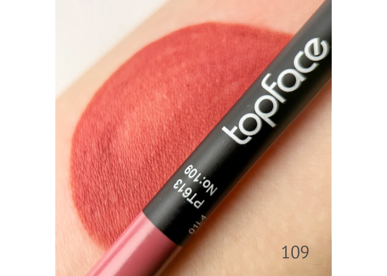 Олівець для губ водостійкий TopFace Waterproof Lipliner 109 (теракотовий) PT613 (1,14 г) - Фото 2