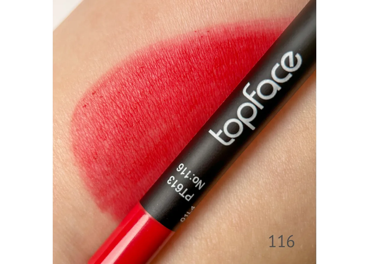 Олівець для губ водостійкий TopFace Waterproof Lipliner 116 (червоний) PT613 (1,14 г) - Фото 2