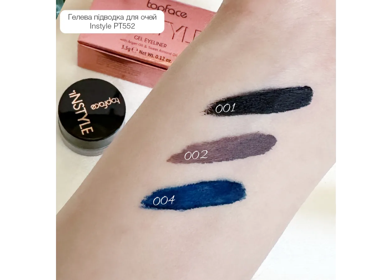 Підводка гелева для очей TopFace Instyle Gel Eyeliner 001 Black (чорний) PT552 (3,5 г) - Фото 2