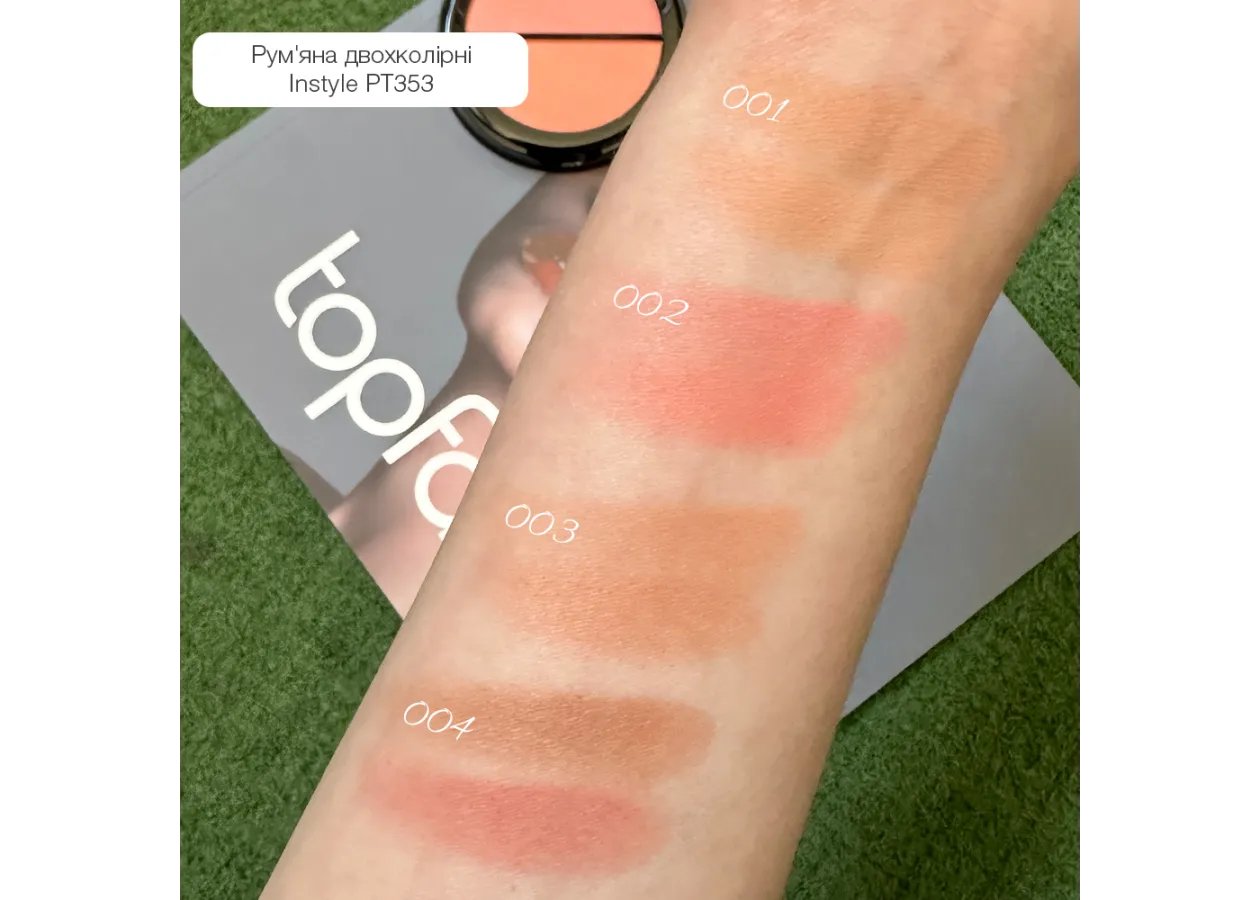 Рум’яна двоколірні Topface Instyle Twin Blush On 003 (персиково-бежевий сатиновий та бежевий матовий) PT353 (10 г) - Фото 3